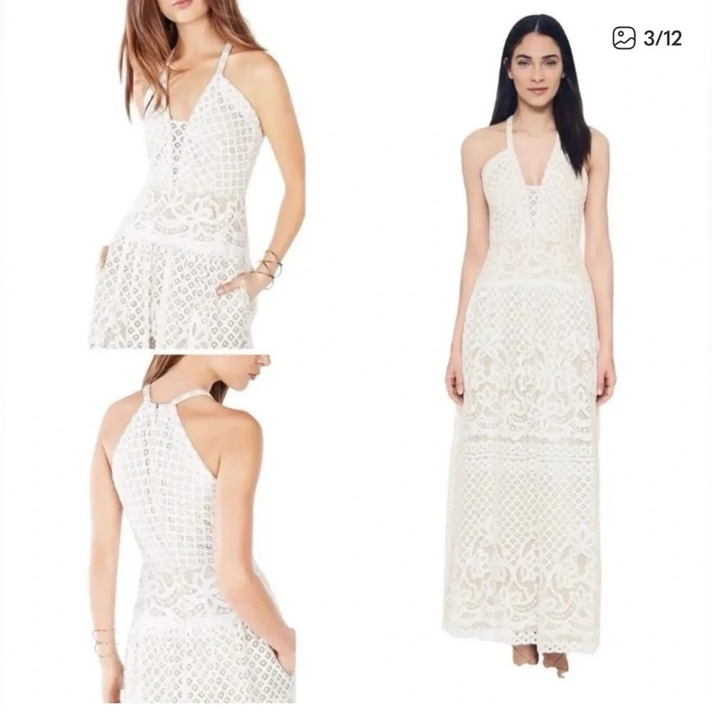 BCBGMaxAzria Christel Gown White Lace Floor Length Maxo Dress Wedding sz 6, $498 - Picture 3 of 8